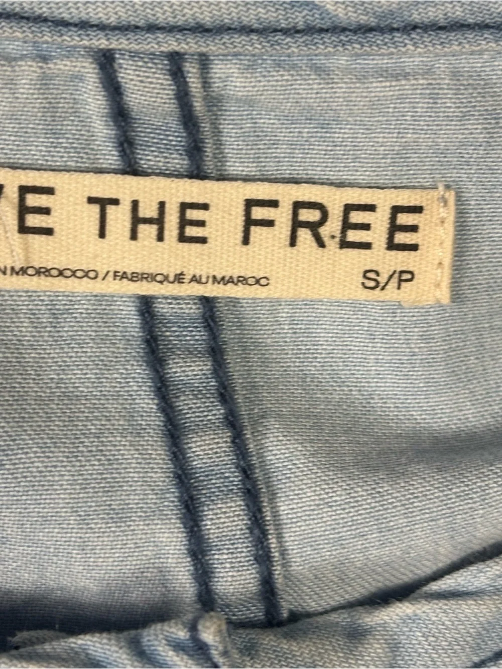 Free People Denim Dreaming Pullover Oversized Chambray Top Coastal Boho Blouse S